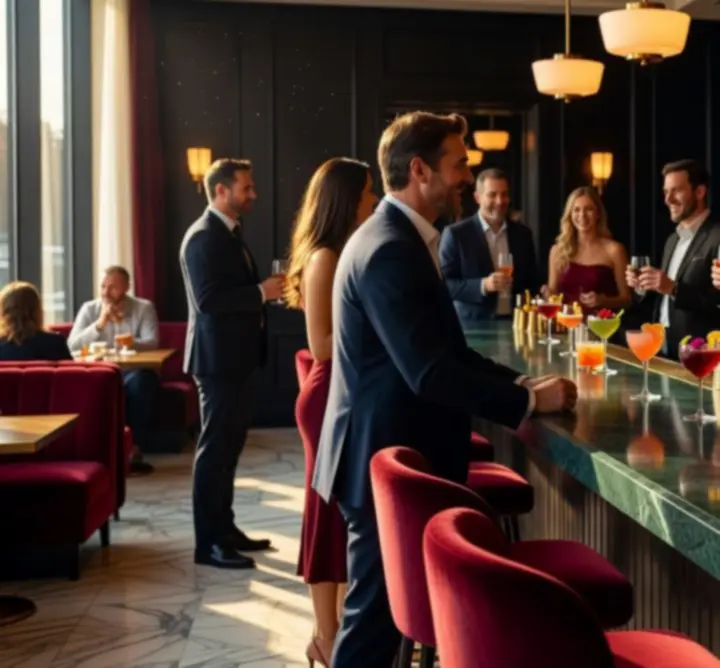 Hangulatos bárpult smaragd fényekkel és prémium italokkal a City Lounge Clubban
